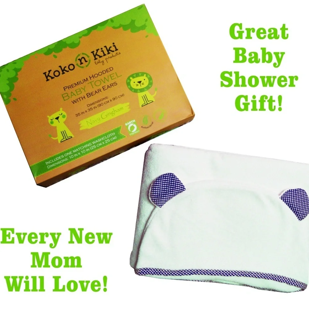 PREMIUM Baby Hooded Towel & Washcloth Navy Blue
